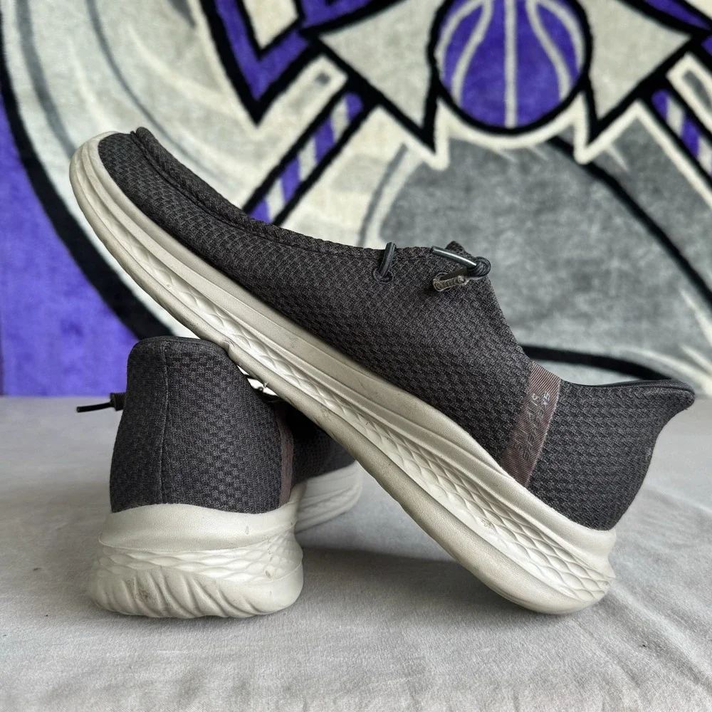 Size 11.5 - Skechers Shoes Mens Dario Grey Relaxed Slip On Hands Free Sneakers